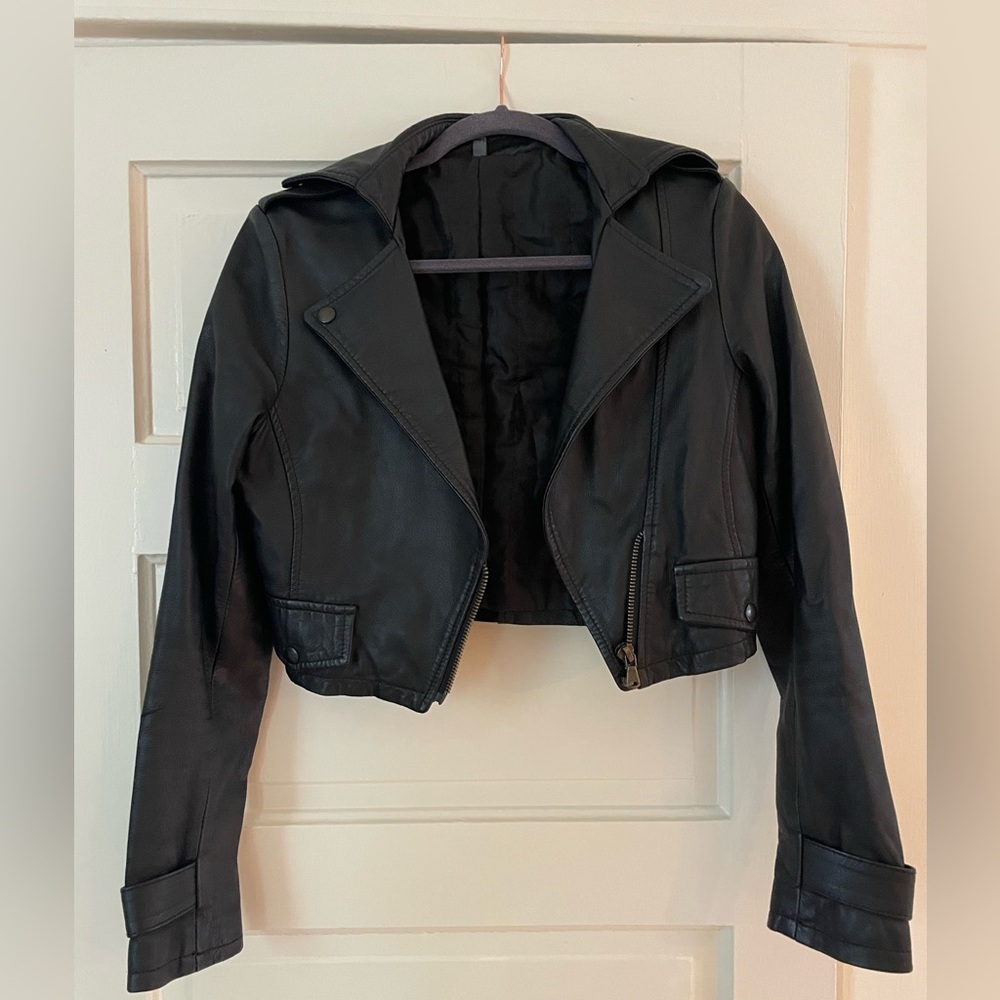 Cropped Leather Jacket - image 3